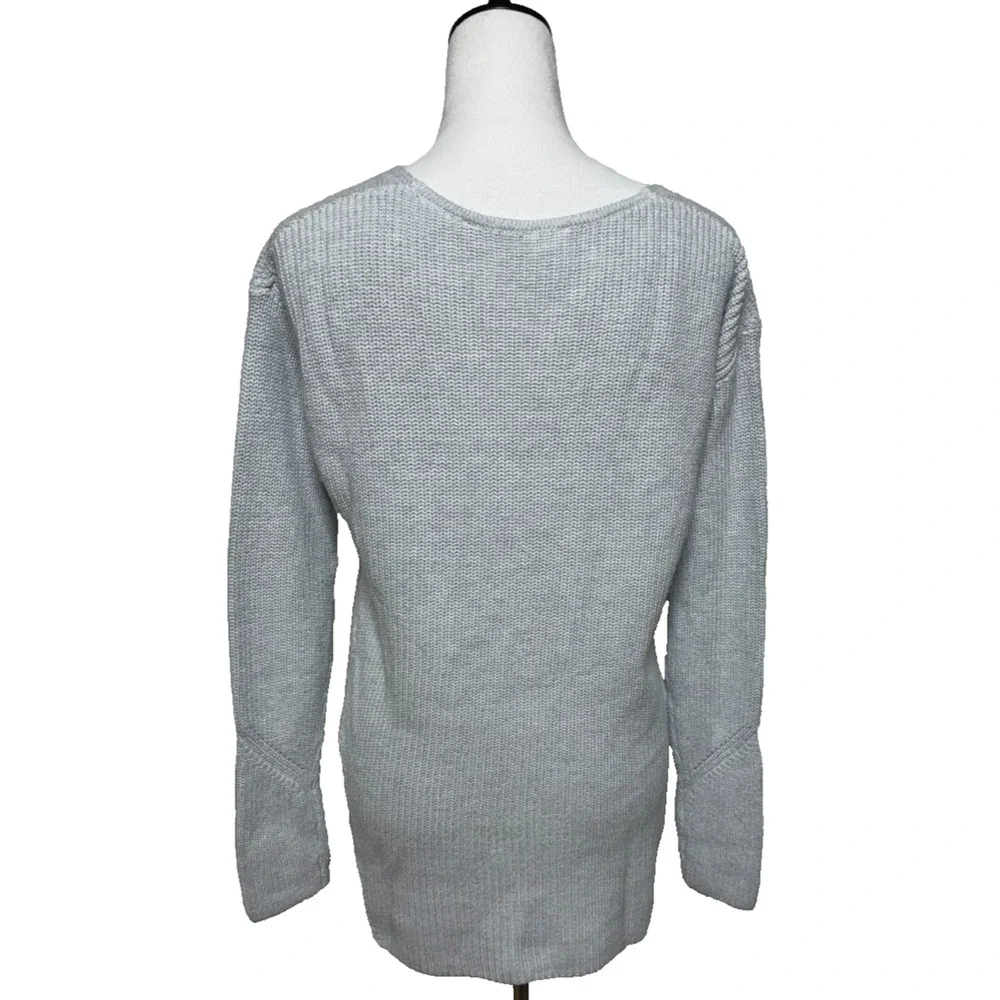 Cabi Sweater Womens Medium Gray‎ V-Neck Side Zippers Soft Pullover